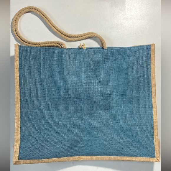 Montage Laguna Beach Resort Large Cornflower Blue Natural Jute Tote Bag Like New - Picture 9 of 16